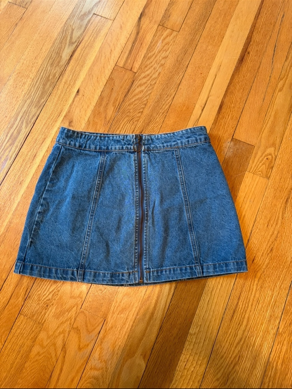 Forever 21 Blue Denim Jean Mini Skirt with Front Zip